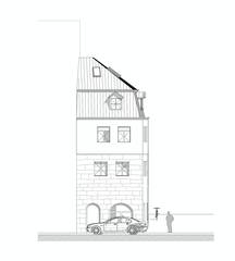 Entwurf - Ansicht Süd denkmalgerechte Micro-Apartments