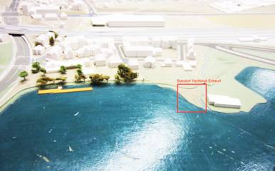Stadtmodell mit Blick auf den neu geplanten Yacht-Club